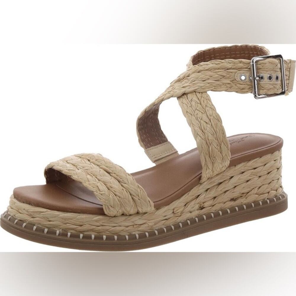 NEW TARGET UNIVERSAL THREAD White Beige Platform Wedge Heel Sandals Slides 7.5 - Picture 11 of 11